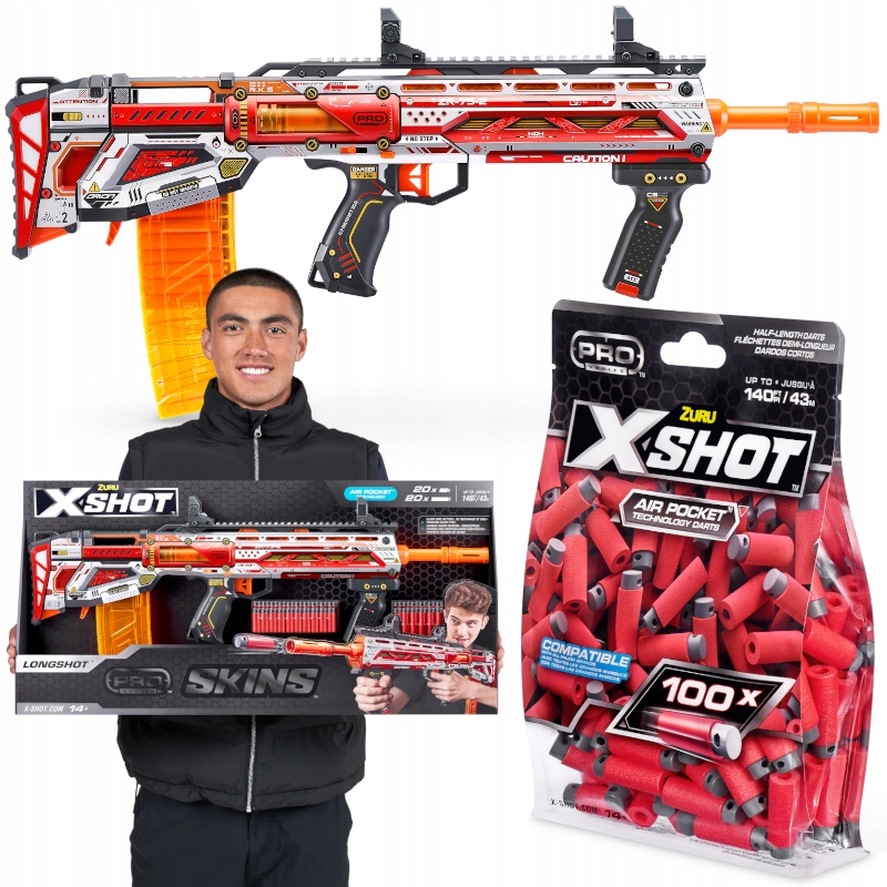 Pištoľ X-Shot Pro Longshot Sinosister launcher, 40 rán + 100 rán ZADARMO VYPR