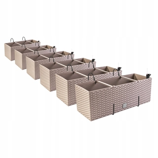 Balkónový kvetináč - 6x kvetinový box RAO DRTC500 HOOKS SYSTEM MOCCA