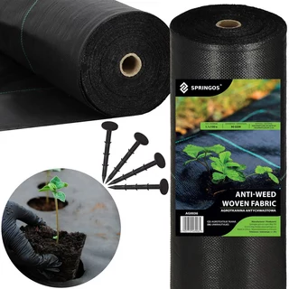 Agrotextília - Poľnohospodárska mulčovacia tkanina (proti burine) Springos čierna 110 x 10000 cm 90 g/m²