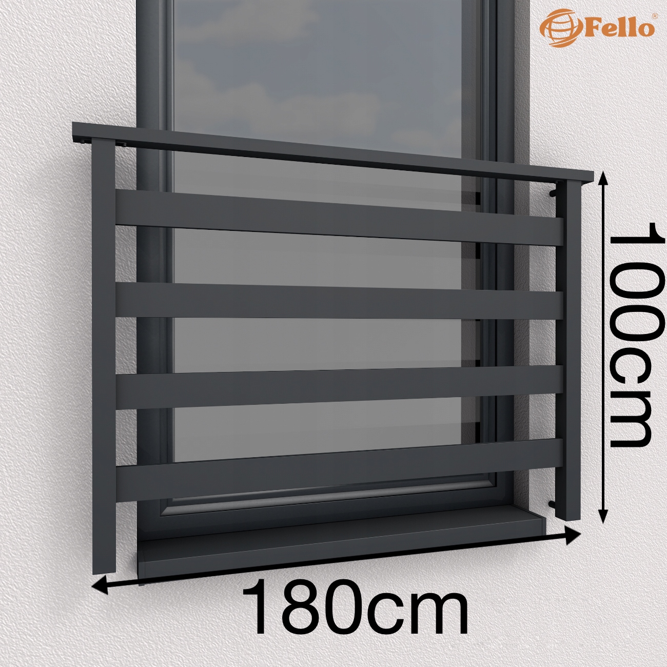 ALU BASIC francúzske okenné zábradlie 180cm 7016