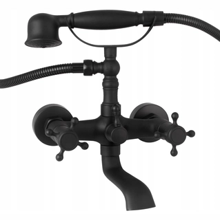 Vaňová batéria - Wall Battery Bath Retro Black Brass Turn