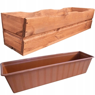 Kvetináč na terasu - Drevený kvetináč 64 cm Teak + Terracotta Kazeta