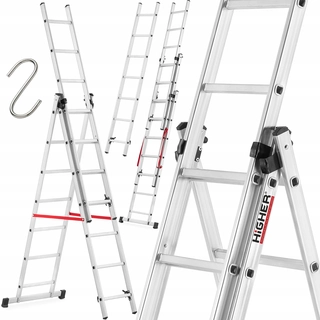 Rebrík - Hliníkový rebrík 3x7 Vyšší 150 kg en131 zadarmo