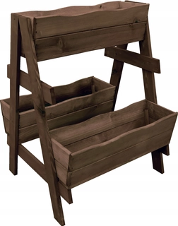 Kvetináč na terasu - Drevený kaskádový box (2-horizontálny) hnedý 67cm