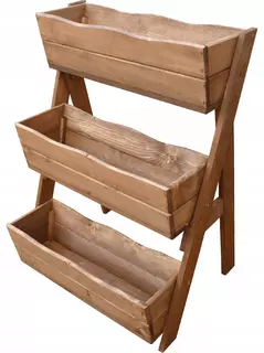 Kvetináč na terasu - DREVENÝ KASKÁDOVÝ HRNČEK (3-ÚROVEŇ) TEAK 67CM