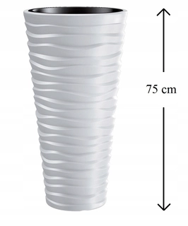 Kvetináč na terasu - Kvetináč SAND Slim 75H + mrazuvzdorná 3D BIELA vložka