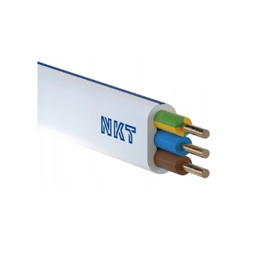 Plochý elektrický kábel, inštalácia YDYp NKT 3 x 1,5