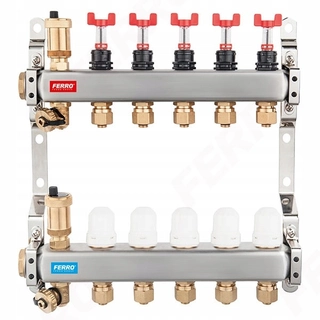 Podlahové kúrenie - FERRO Distribútor 8-POL Flow meter + konektory