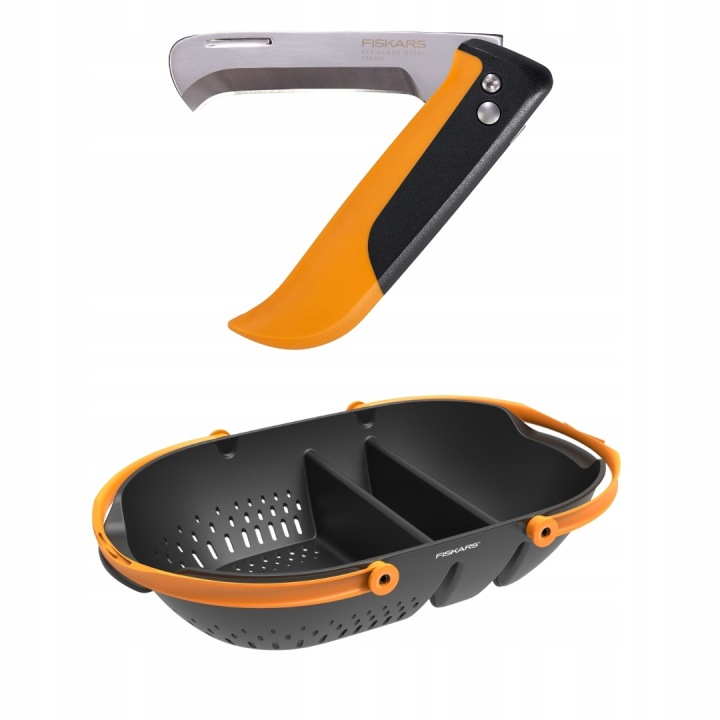 Sada Fiskars K80 | skladací nôž + košík na zeleninu, ovocie a huby