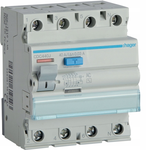 Hager 400 V IP20 40 A prúdový chránič