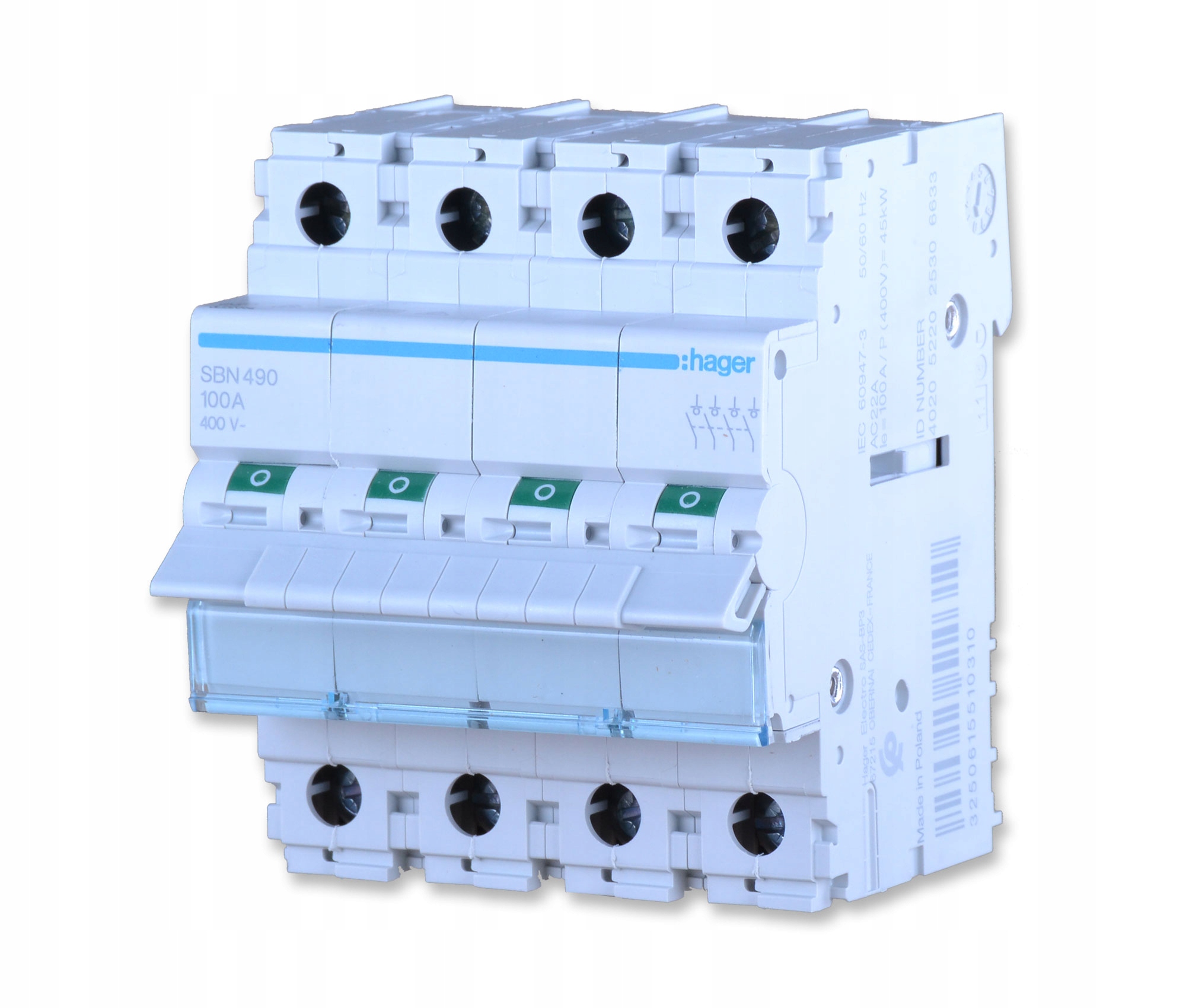 Hager odpínač 230 V IP20 100 A
