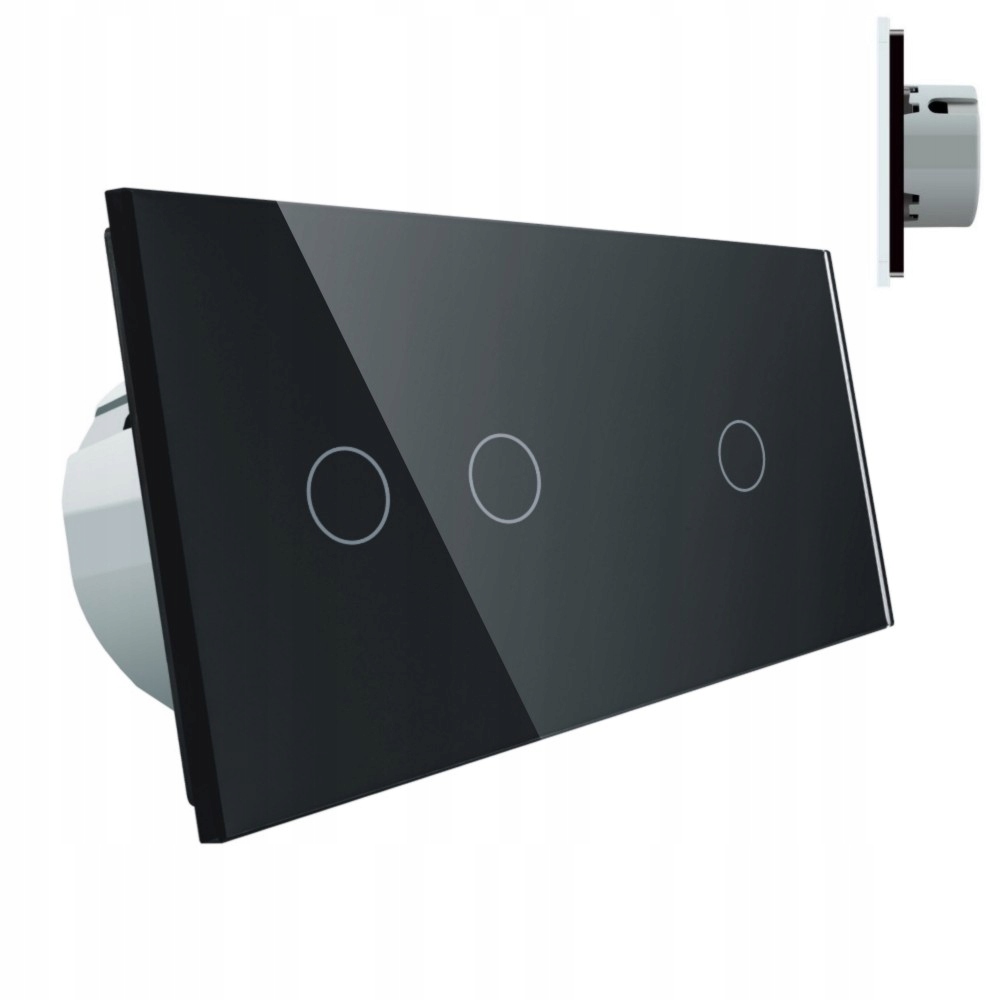 Trojitý dotykový spínač, pod omietku Livolo black VL-C7012-62