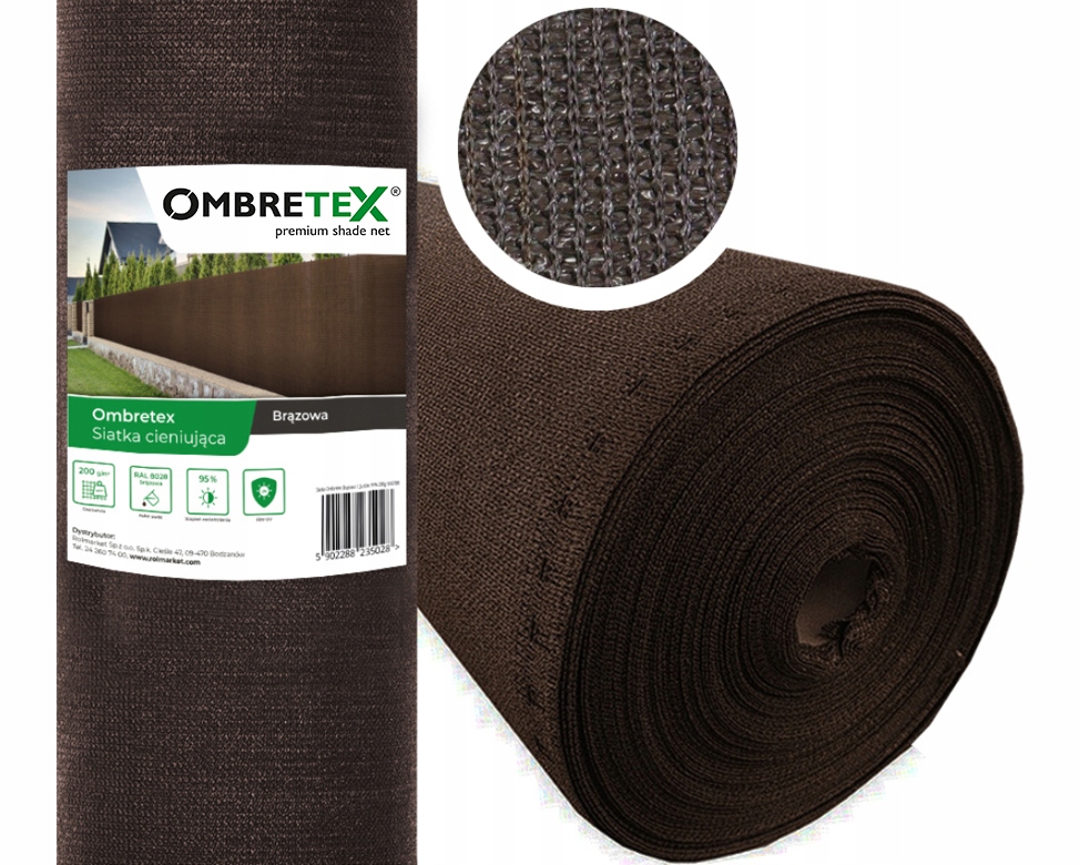 Tieniaca maskovacia sieťka 1,7x50m 95% 200g Hnedá
