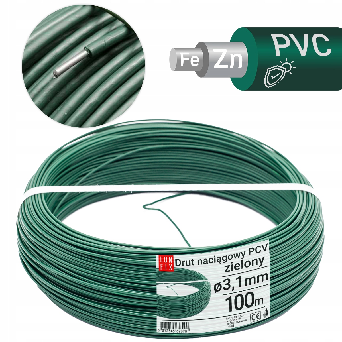 LF 100 mx 3,1 mm potiahnutý napínací drôt
