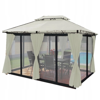 Predajný stan, altánok - ZÁHRADNÝ PAVILÓN 3x4 Steny CREAM moskytiéra