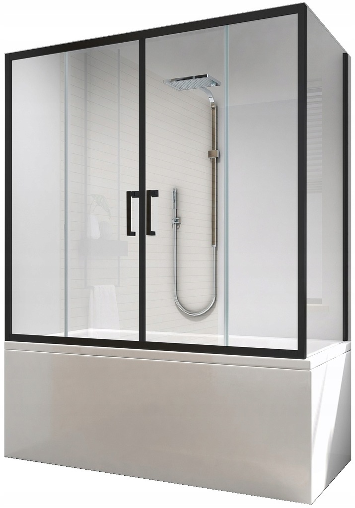 Reihe vaňová zástena dvojdielna 150 x 70 cm priehľadná + Besco Moderná obdĺžniková akrylátová vaňa s bočným odtokom 150 x 70 cm