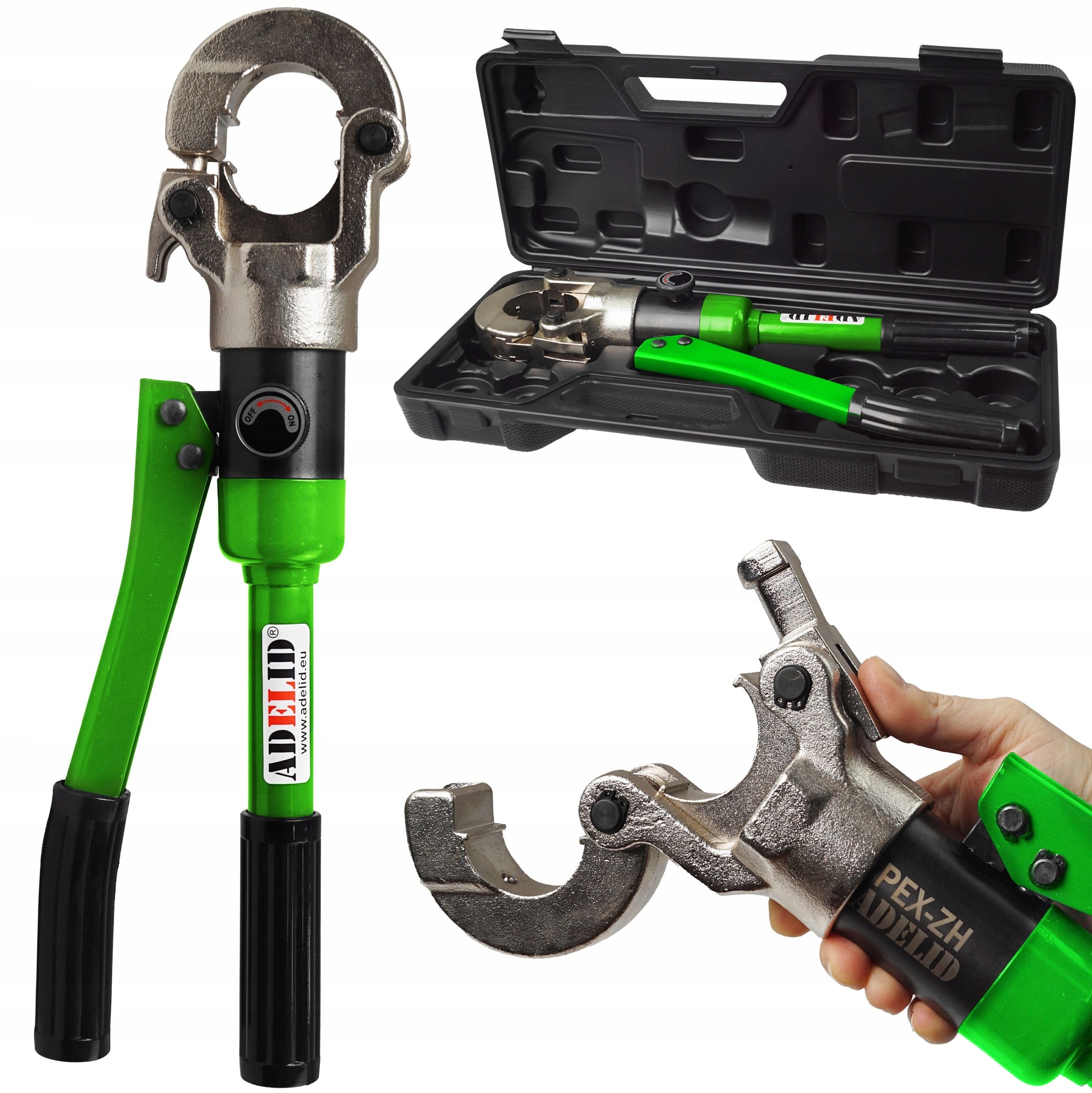 LIS NA PEX POTRUBIE, HYDRAULICKÝ LIS 16-32mm, UPÍNACIE KLIEŠTE, LIS + ZÁVIERKY, KAMENE PRE TLAK PEX POTRUBÍ, TH 16 32