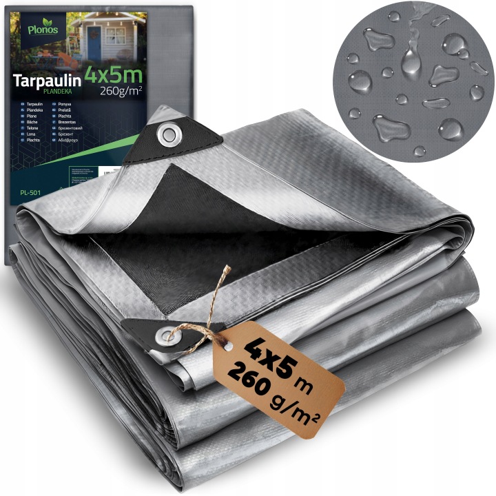 Krycia plachta Plonos PL-501 4 × 5 m 260 g/m² | Vodotesná HDPE plachta