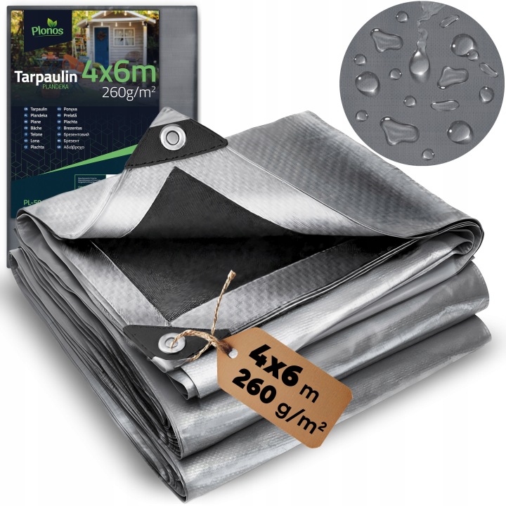 Krycia plachta Plonos 4 × 6 m 260 g/m² | HDPE vodotesná plachta