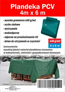 Krycia plachta - Plachta z PVC 630g / m2, silná, hrubá 4m x 6m