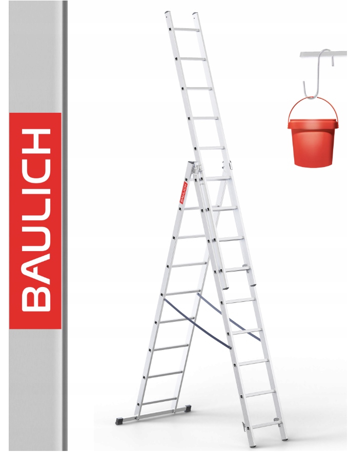 Baulich rebrík 5,72 m hliníkový 3 x 10 do 150 kg