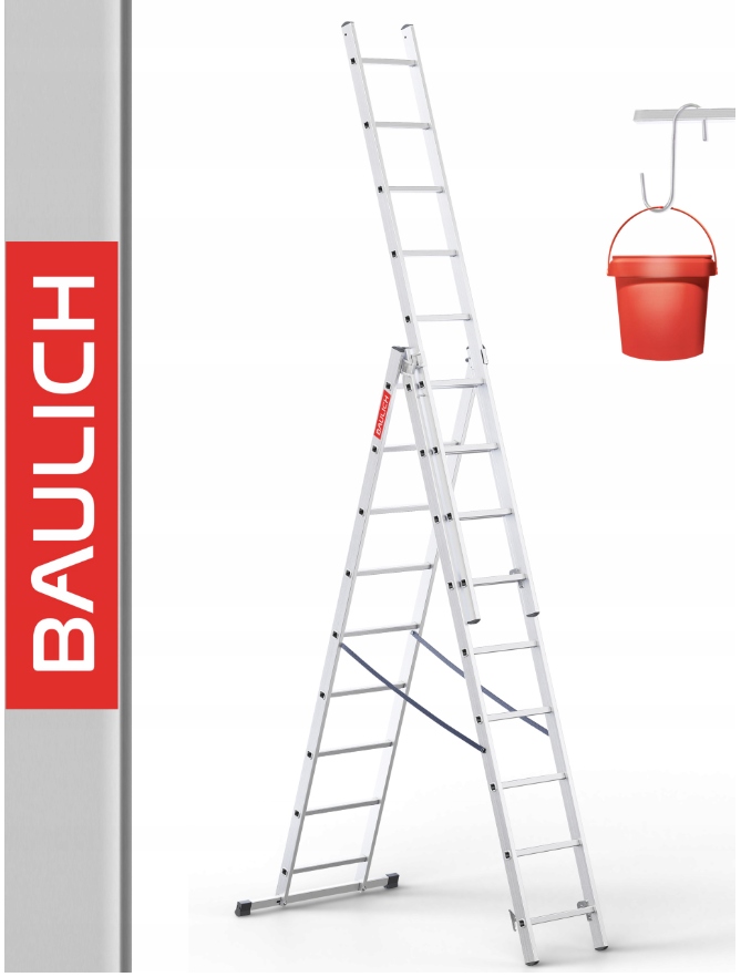 Baulich rebrík 5,47 m hliníkový 3 x 9 do 150 kg