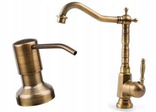 Kuchynská batéria- Retro kohútik Kitchen batérie Old Gold + Dispenser