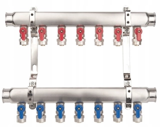 Rozdeľovač pre kúrenie - Základne INOX K2-7 miniB G1 "-G3 / 4