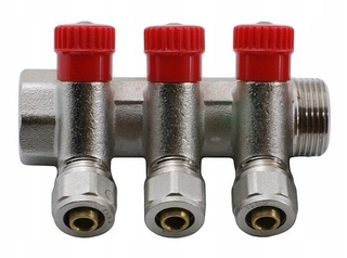 Rozdeľovač pre kúrenie - PEX 3/4 "x16mm x 3 sekcie sekcie