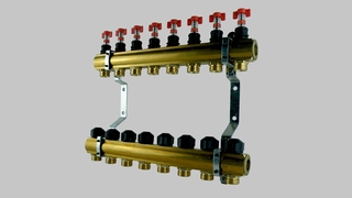 Podlahové kúrenie - Mosadz Distribútor RW-8 Rotamet + Valve Co.