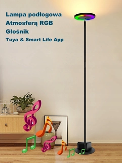 Záhradná žiarovka - Stojacia lampa, stojaca lampa s aplikáciou TUYA s RGB atmosférou, reproduktor, reproduktor