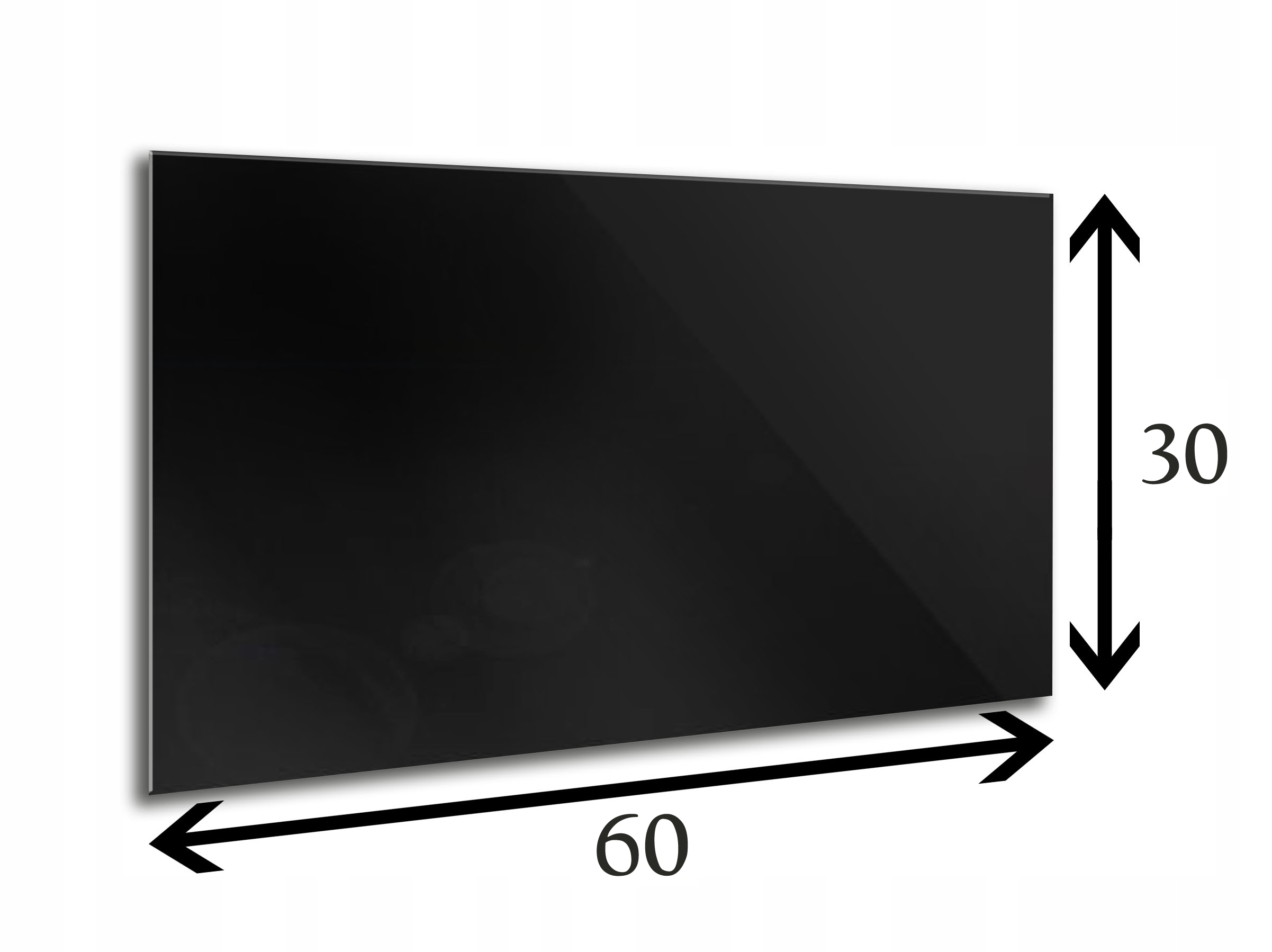Sklenený panel 60 x 30 x 4 mm, tvrdené sklo, leštená čierna