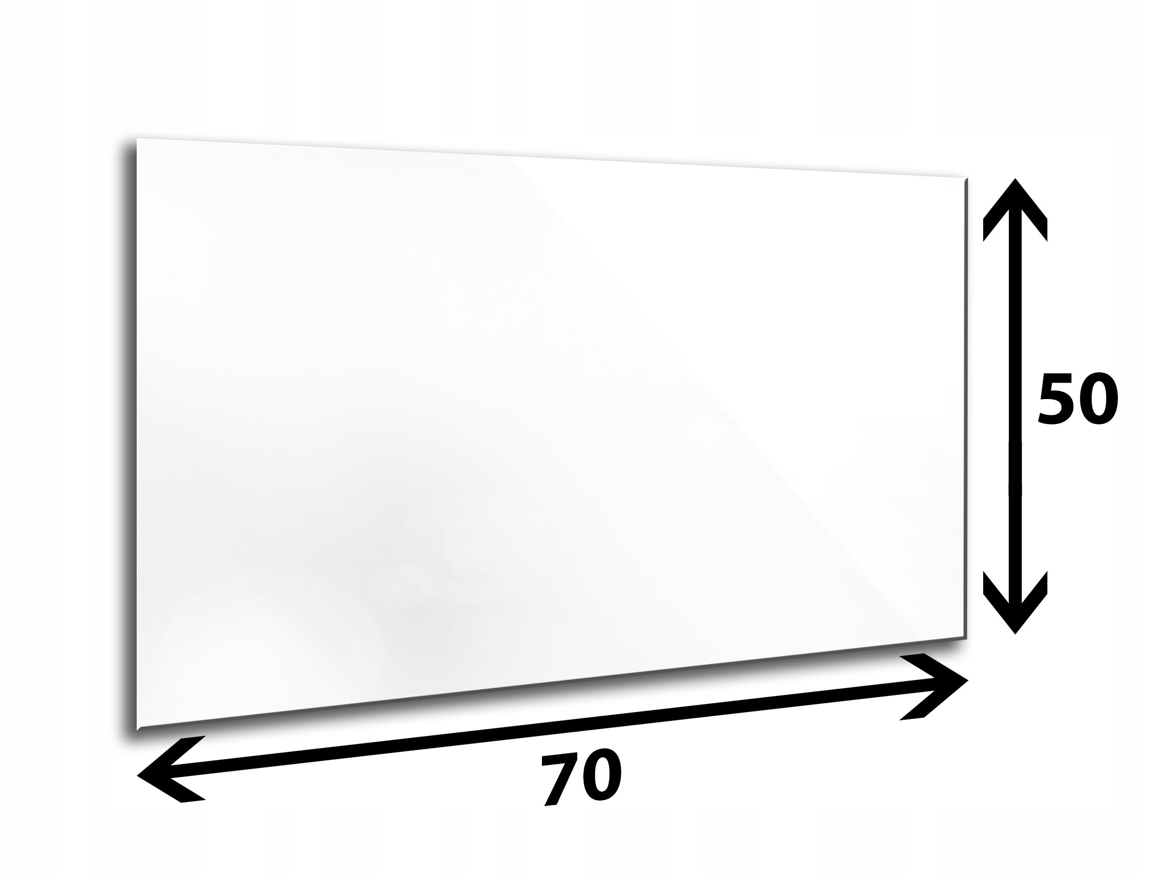Sklenený panel 70 x 50 x 4 mm, tvrdené sklo, leštená biela