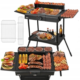 Elektrický záhradný gril - Gril, skladací elektrický gril Zilan Stand Barbecue Grill čierny 2400 W