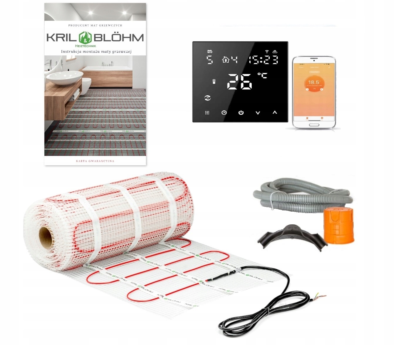 VYHRIEVACIA ROHOŽ VYKUROVACIA SADA 150W/M2 15M2/H 607 WIFI ČIERNA