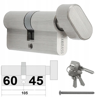Zámok na dvere - Vložka gombíka 45/60 Alubrass niklová satén