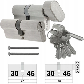 Zámok na dvere - ALUBLASS 30/45 + G45/30 System 5kl Nikiel vložky