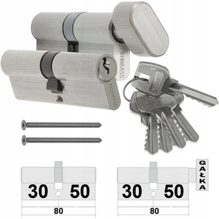 Zámok na dvere - Aublida 30/50 + G50/30 System 5KL Nikel