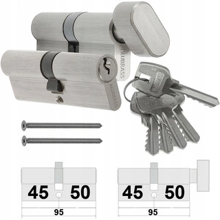 Zámok na dvere - Aublida 45/50 + G50/45 Systém 5kl Nikel