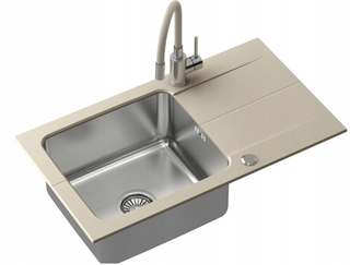 Kuchynský drez - Kitchen Sink Big Beige batérie Solid set