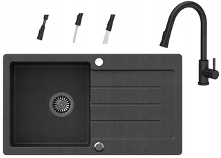 Kuchynský drez - Drez žula 77x44 Black odsávač battery2