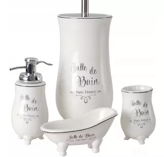 Kúpelňová sada SALLE DE BAIN 4-dielna PORCELÁN BIELA VYPR
